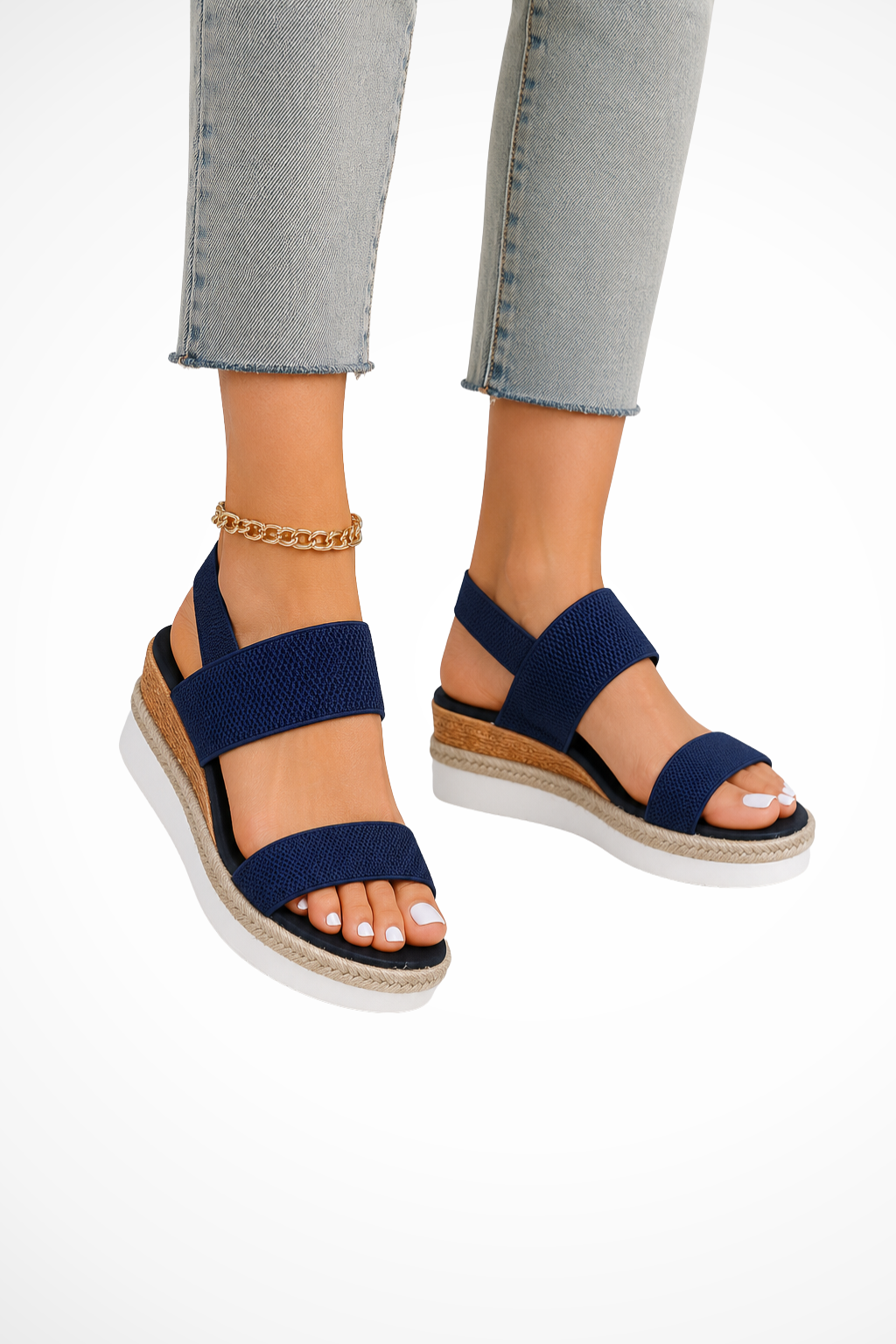 Women's Orthopedic Elastic Strap Espadrille Wedge Sandals