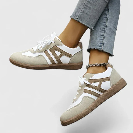 Women’s Low Top Sneakers with Retro Colorblock Panels and Gum Rubber Sole