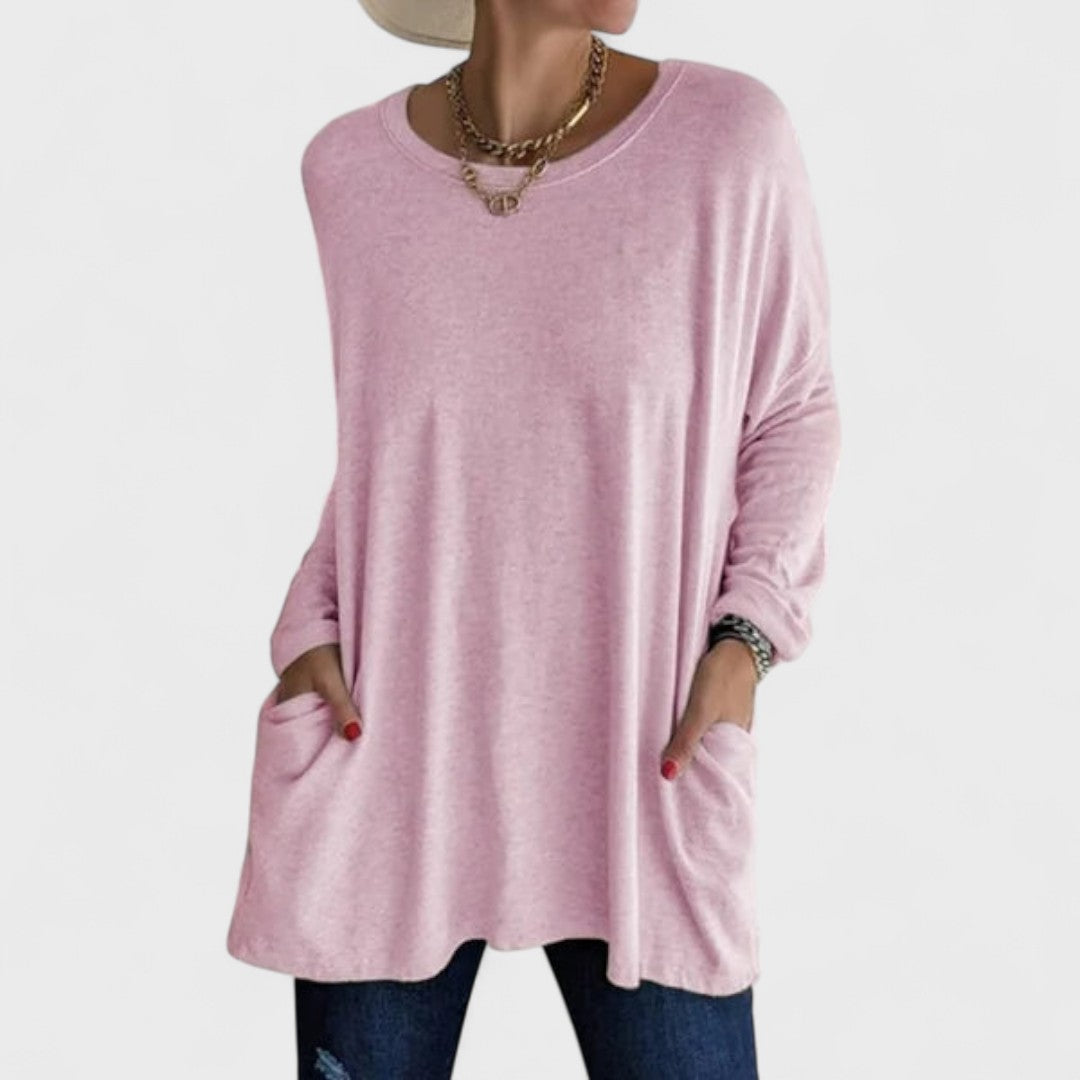 Women's Oversized V-Neck Tunic With Side Pockets