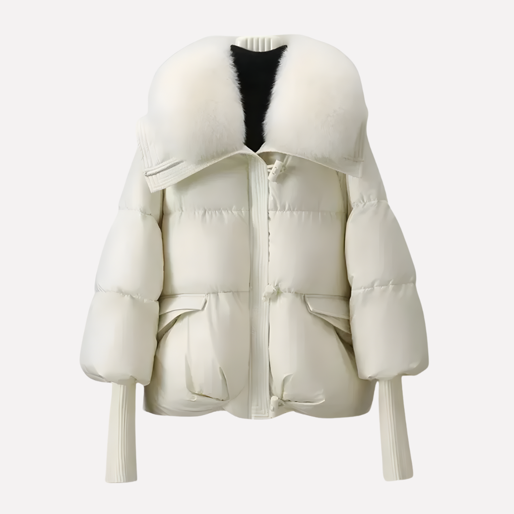 Women's Quilted Puffer Jacket with Faux Fur Collar