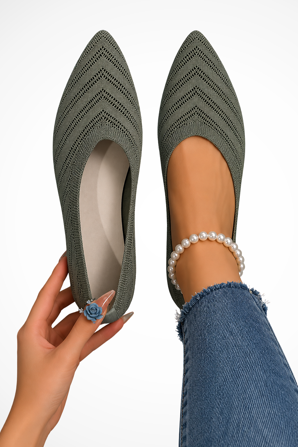 Women's Pointed Toe Knit Orthopedic Loafers