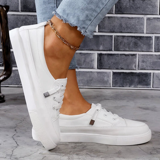 Women’s Canvas Sneakers with Rhinestone Detail and Slip-On Lace Design