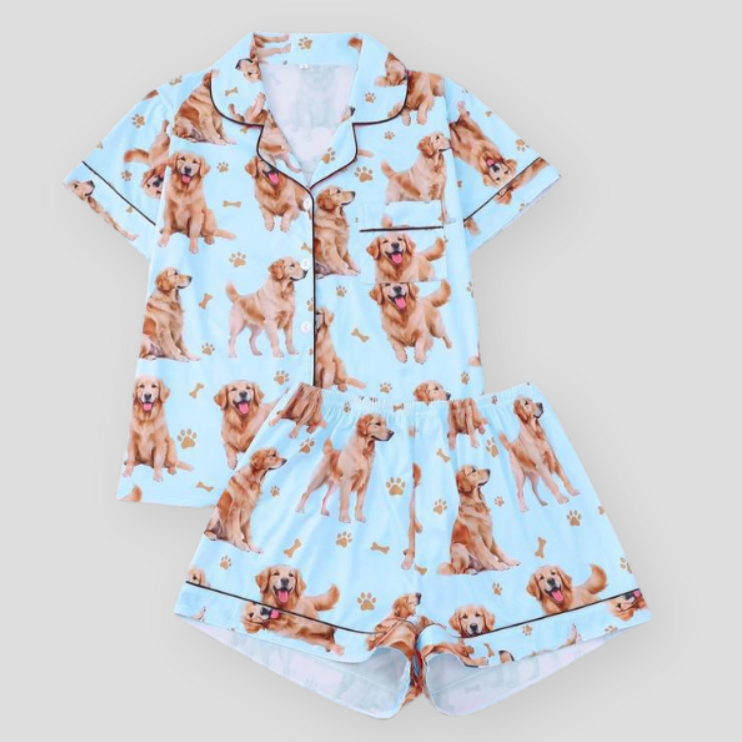 Ceylan Women’s Pajama Set with Golden Retriever Print