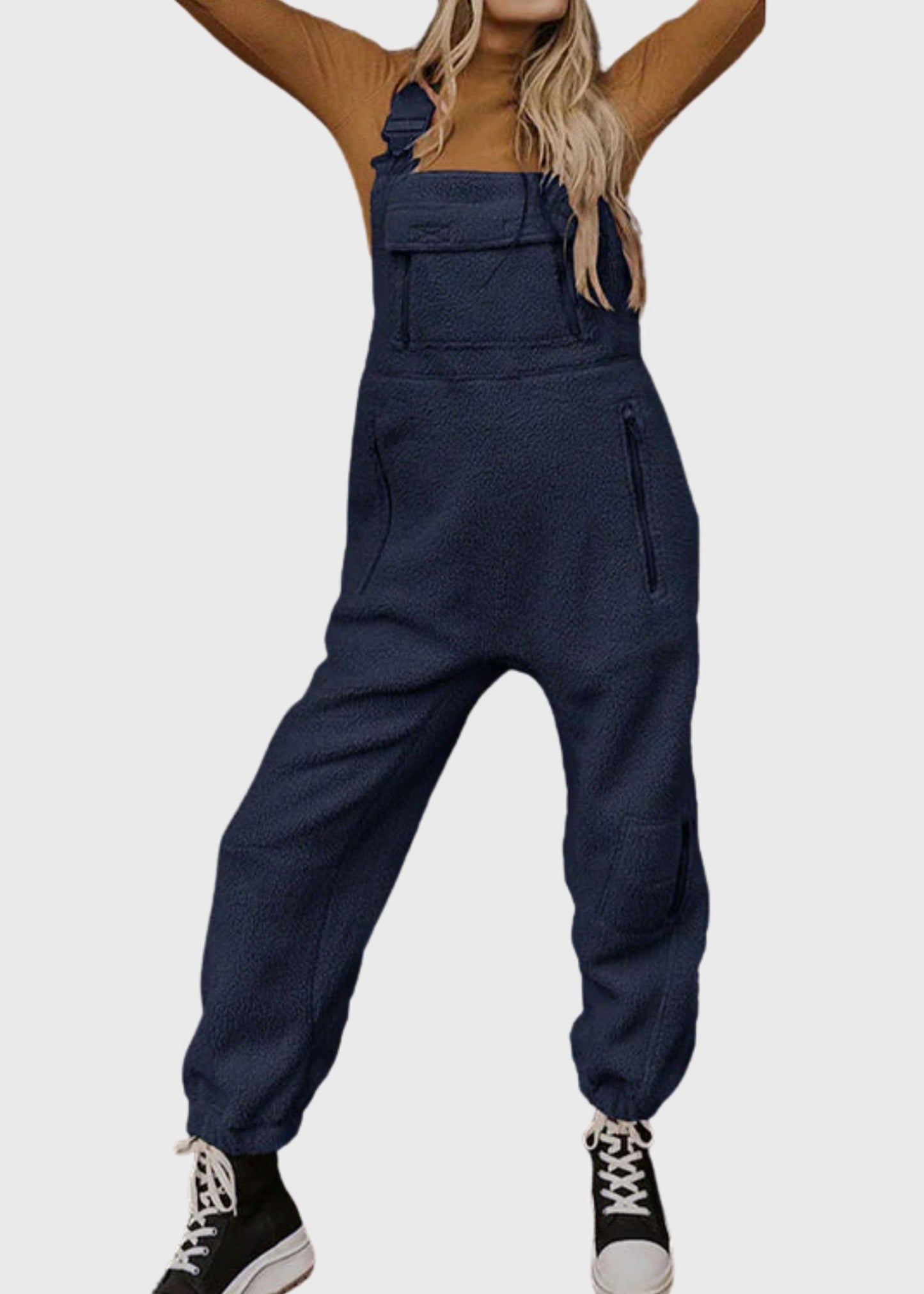 Ceylan Women’s Fleece Thermal Overalls with Zippered Pockets