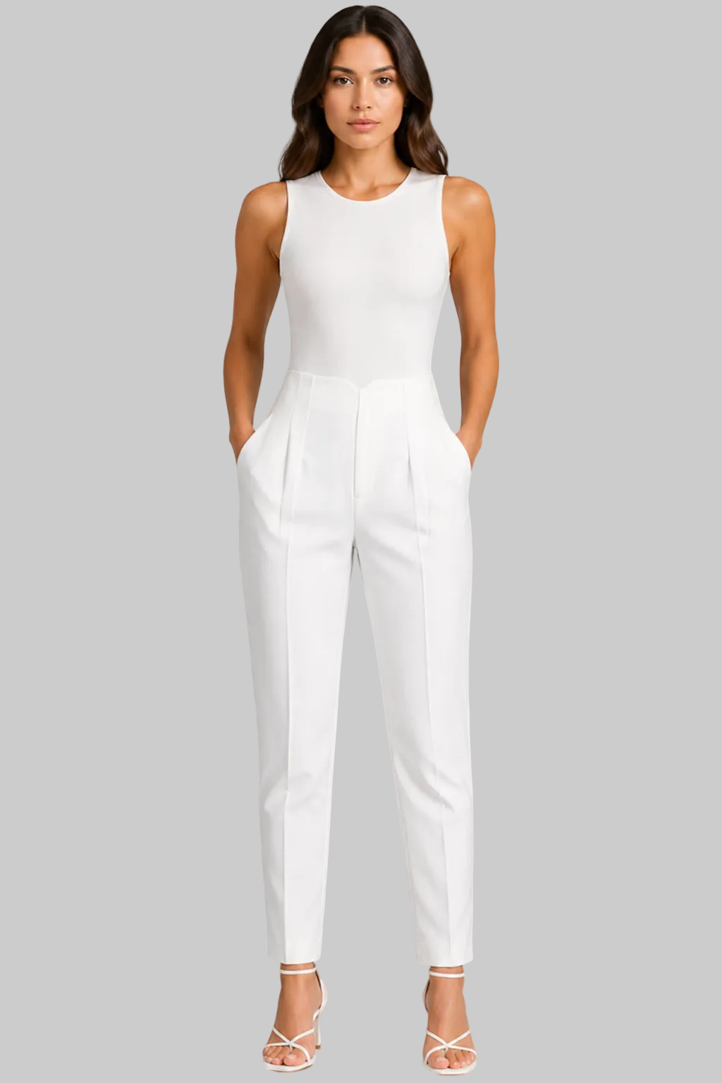 Women’s Tailored Trousers with High Waist and Cropped Ankle Cut