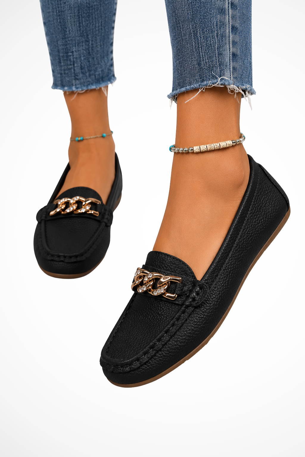 Women's Orthopedic Chain Detail Slip On Loafers