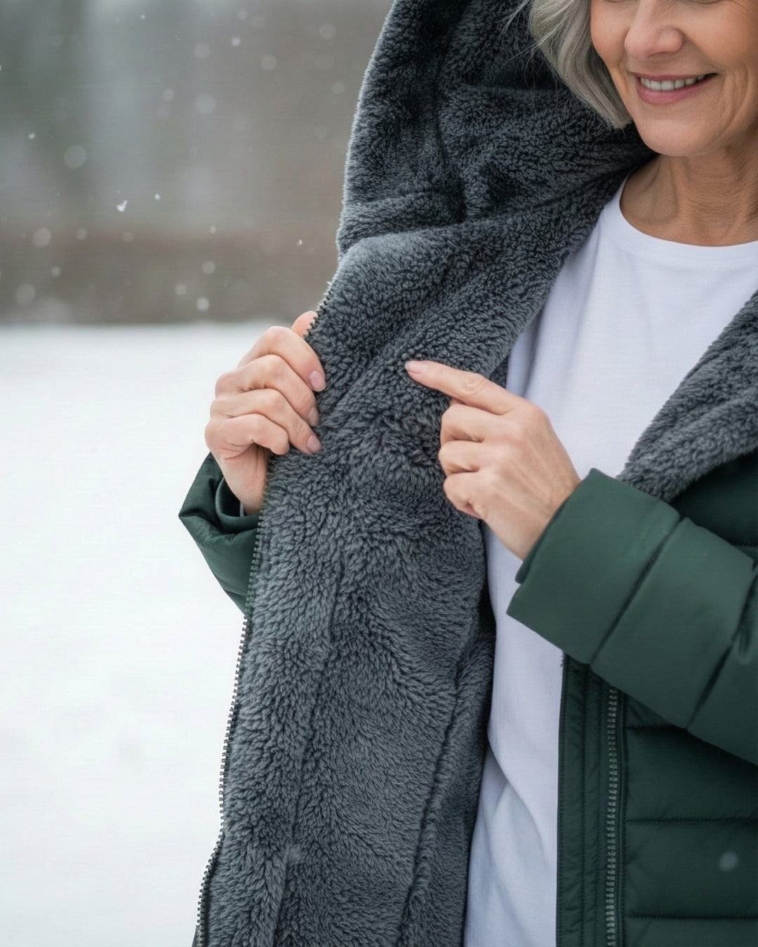 Women's Long Puffer Coat With Fleece-Lined Hood