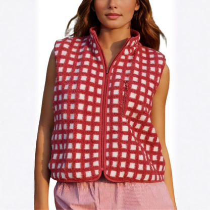 Ceylan® Checkered Sherpa Fleece Vest