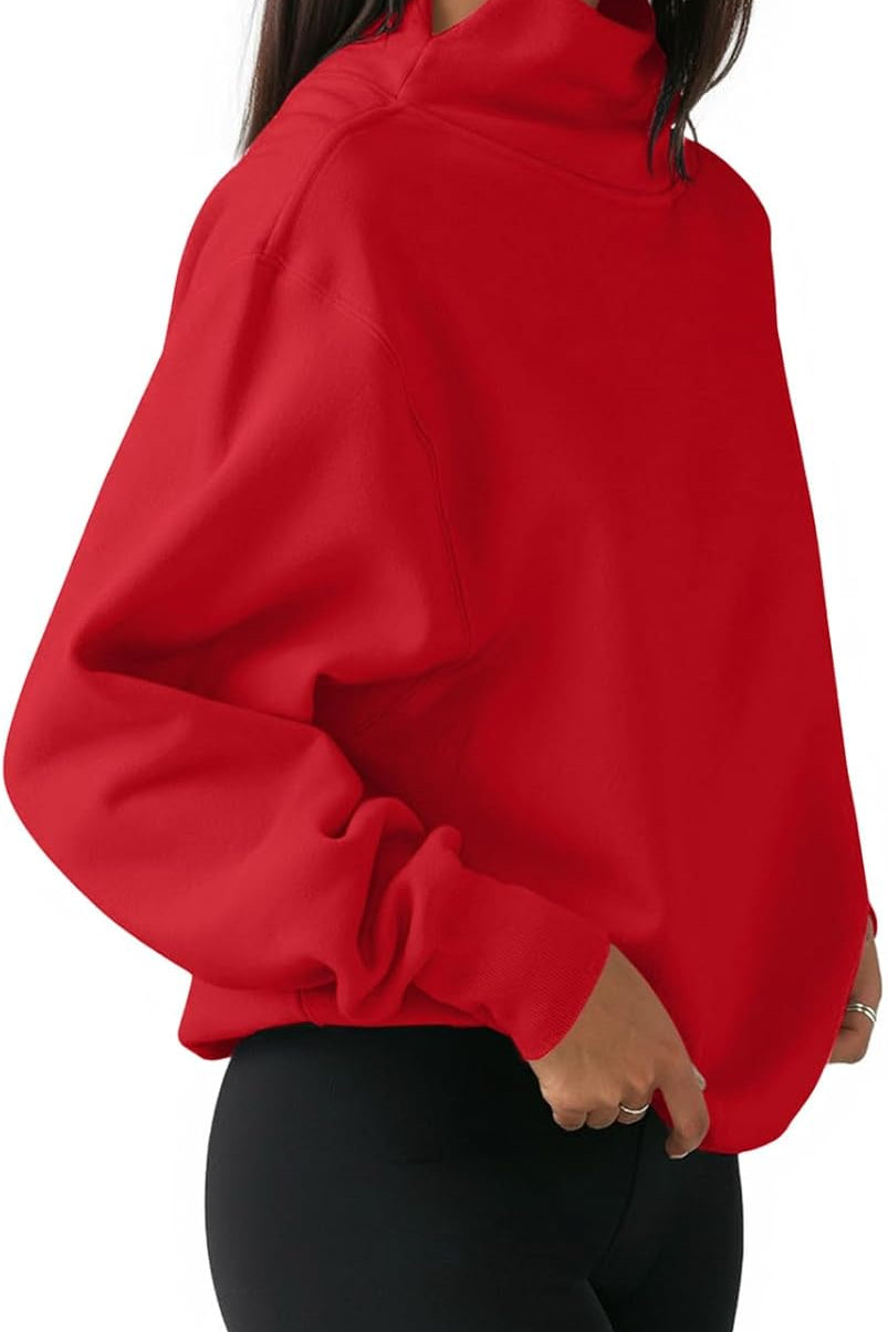Women’s Oversized Turtleneck Sweatshirt with Drop Shoulder Fit