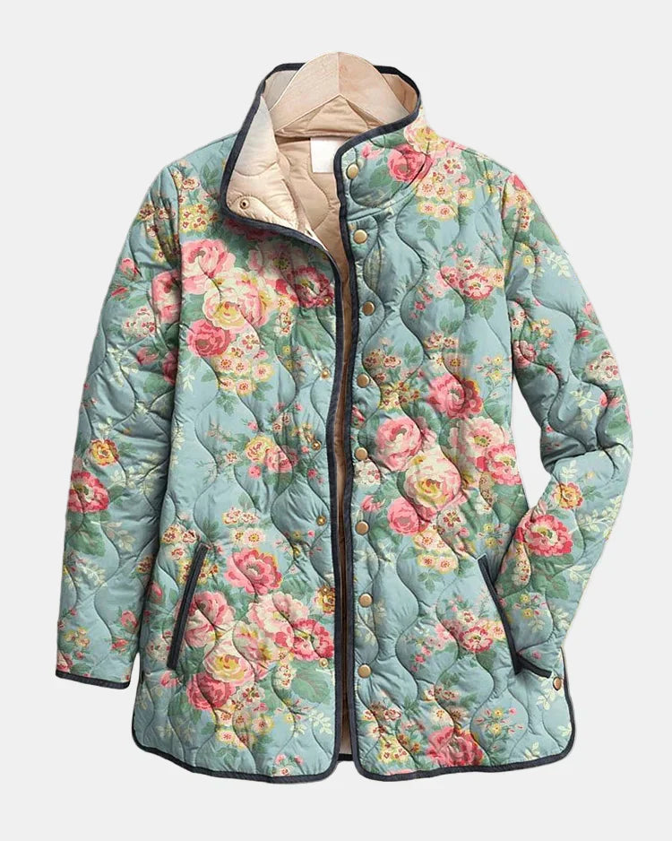 Women’s Blazer jackets Alternative with Boho Floral Print and Quilted Design