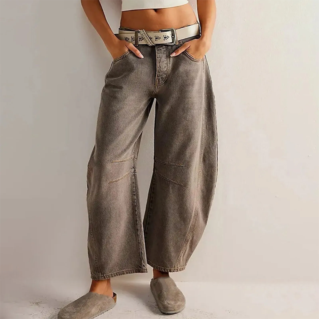 Women’s Barrel Leg Jeans High Waist Relaxed Fit Denim