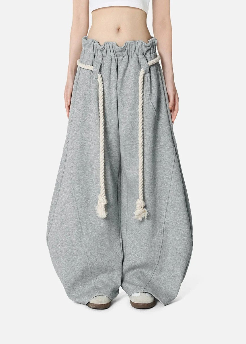 Ceylan Women’s Barrel Baggy Leg Sweatpants with Elastic Loop Waist