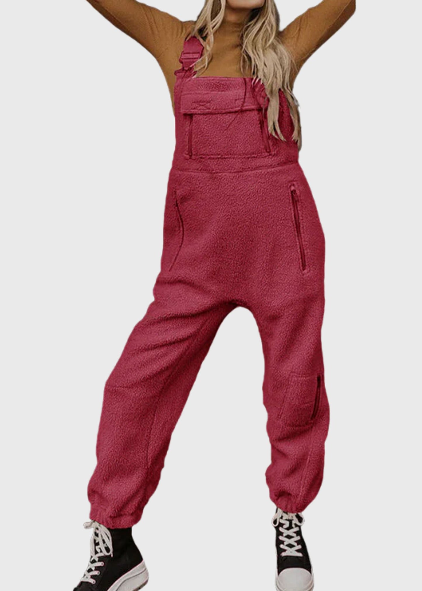 Ceylan Women’s Fleece Thermal Overalls with Zippered Pockets