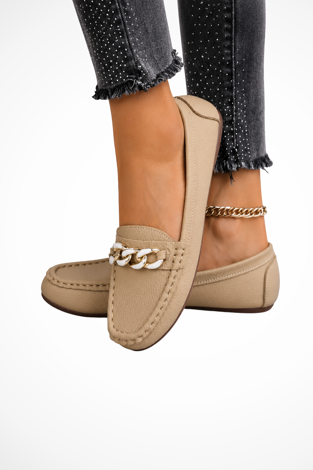 Women's Orthopedic Chain Detail Slip On Loafers