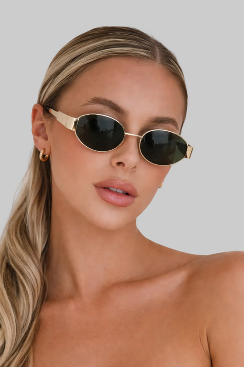 Women’s Sunglasses with Vintage Oval Metal Frame and UV400 Protection Lenses