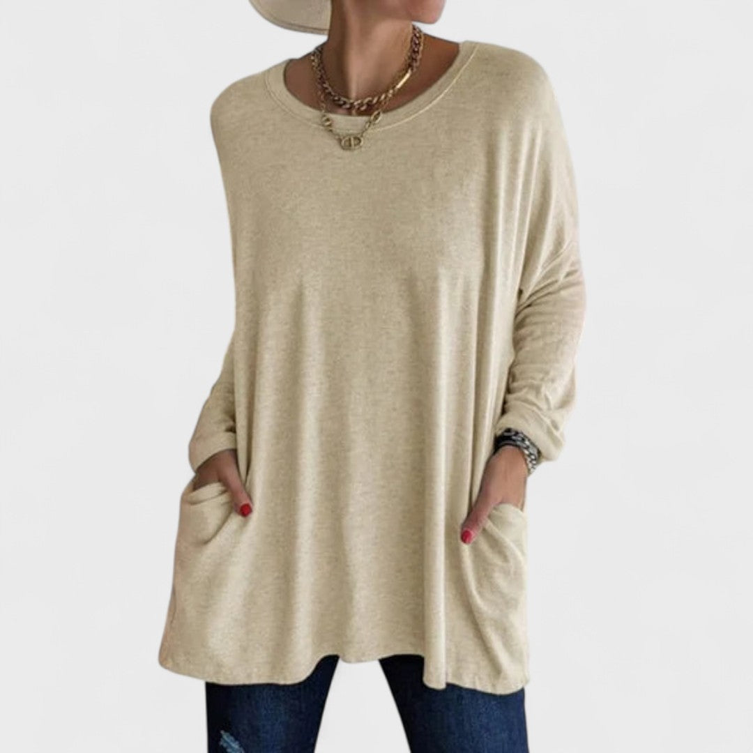 Women's Oversized V-Neck Tunic With Side Pockets