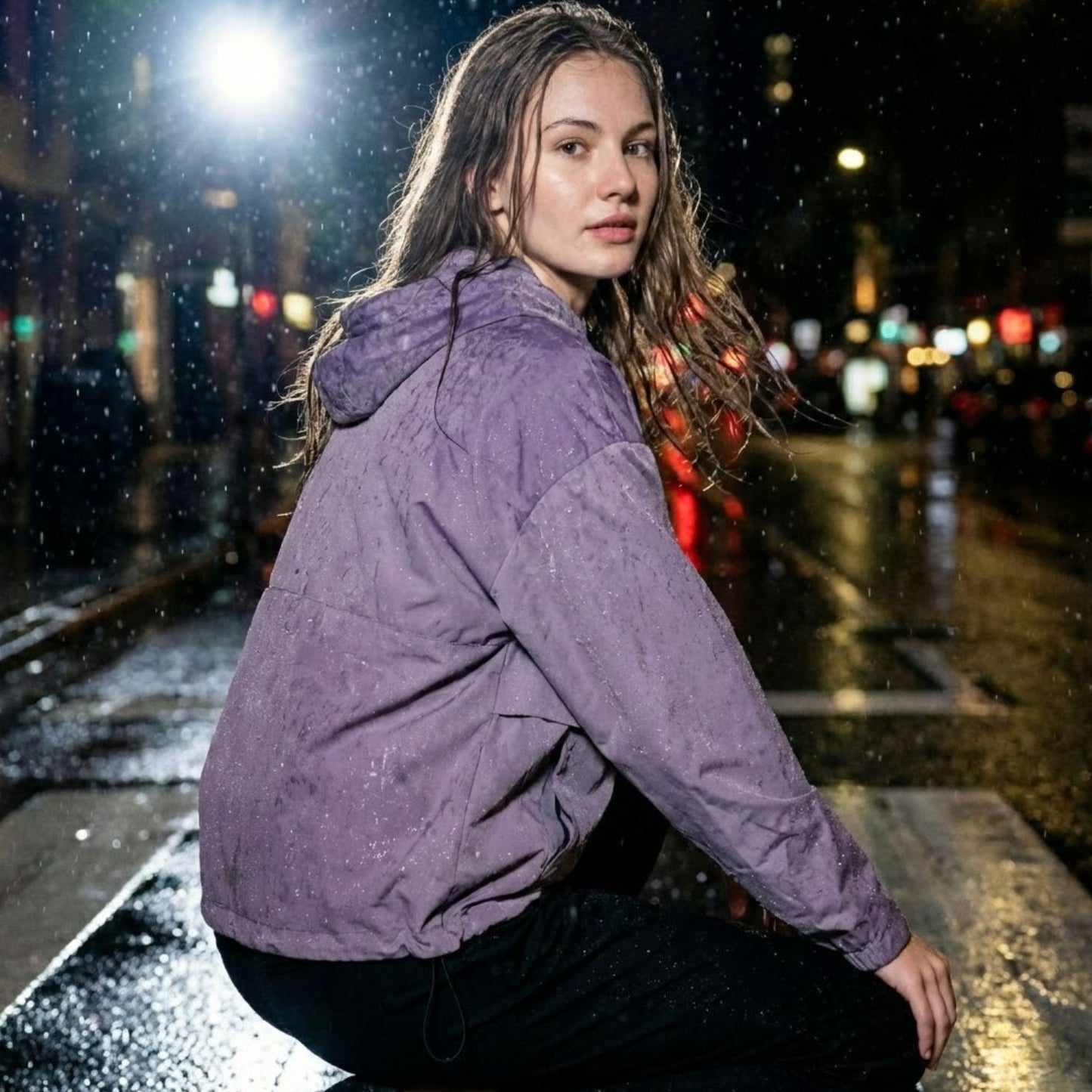 Women’s Oversized Half-Zip Anorak with Front Pouch Pocket