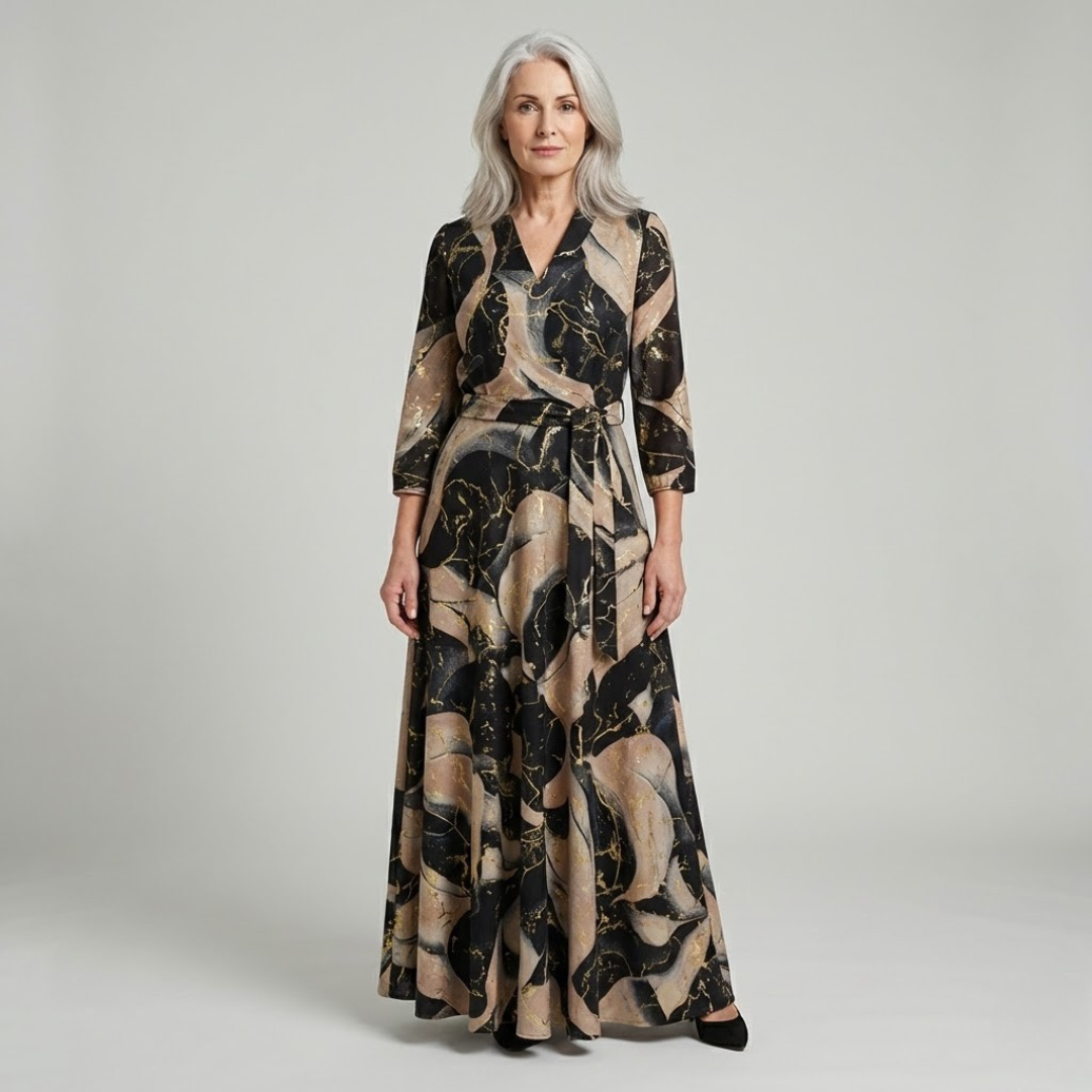 Women’s Chavelle Abstract Print Maxi Wrap Dress with Belt