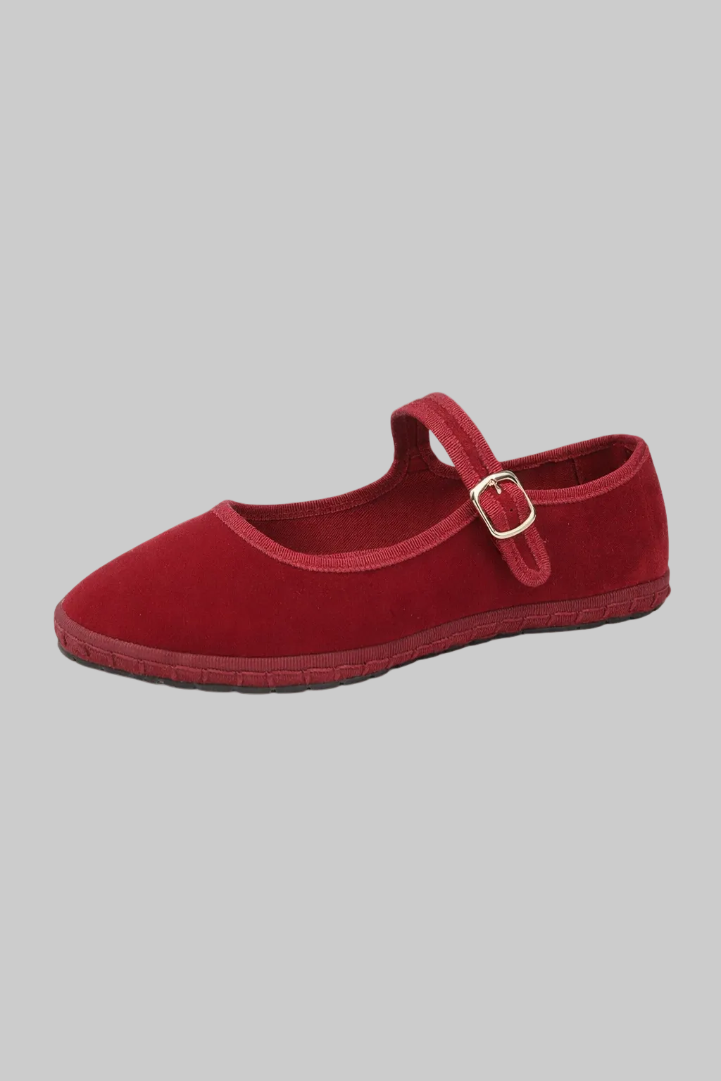 Women’s Mary Jane Flats Velvet Strap Buckle Ballet Slippers