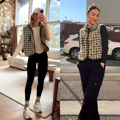 Ceylan® Checkered Sherpa Fleece Vest