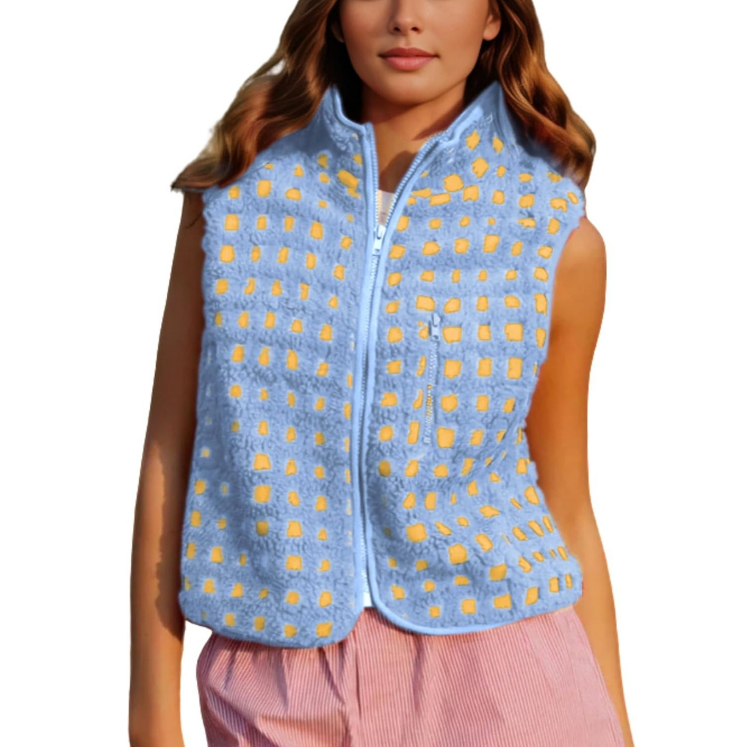 Ceylan® Checkered Sherpa Fleece Vest