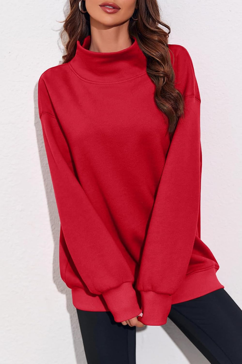 Women’s Oversized Turtleneck Sweatshirt with Drop Shoulder Fit