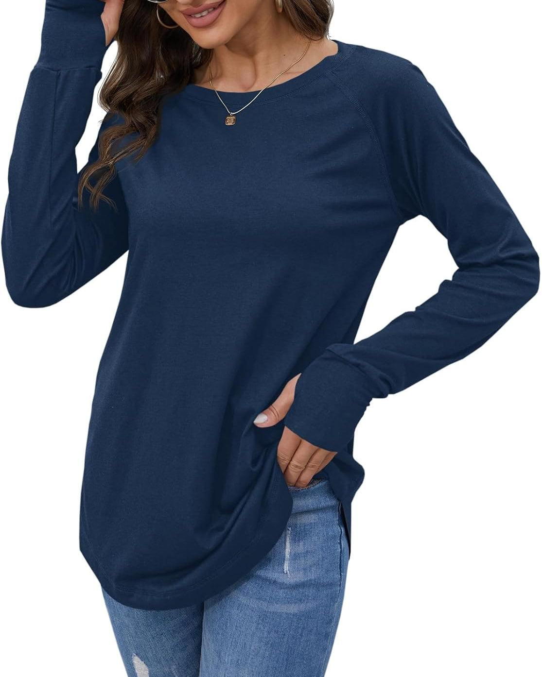Ceylan Women’s Long Sleeve Tunic Top With Thumbhole Cuffs