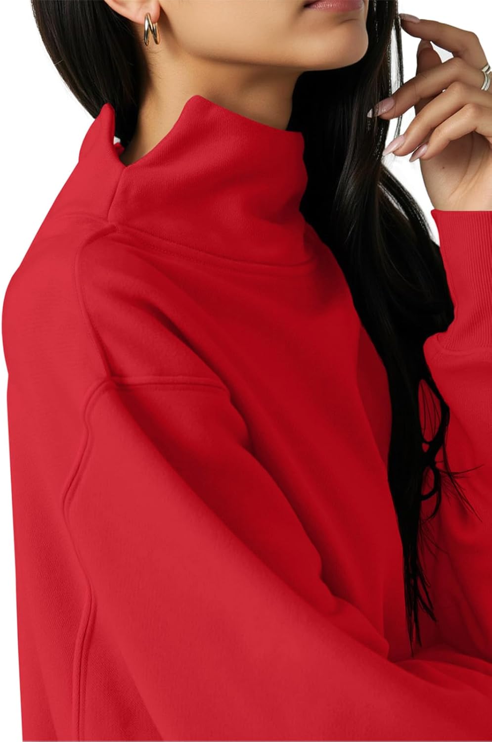 Women’s Oversized Turtleneck Sweatshirt with Drop Shoulder Fit
