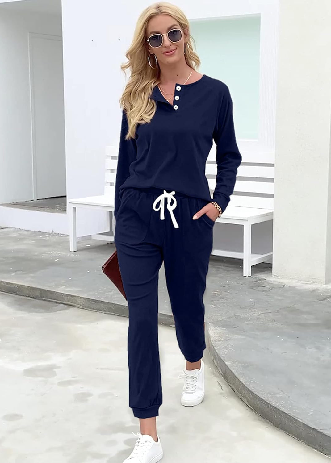 Ceylan Women's Tie Dye Waffle Knit Lounge Set with Pockets