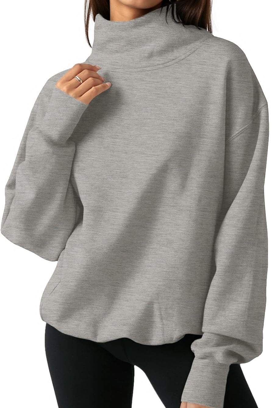 Women’s Oversized Turtleneck Sweatshirt with Drop Shoulder Fit