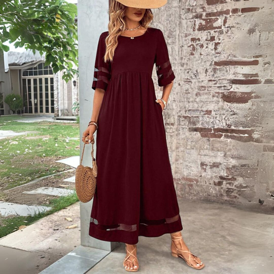 Women's Flattering Tummy-Smoothing Midi Dress with Relaxed Fit for All-Day Comfort