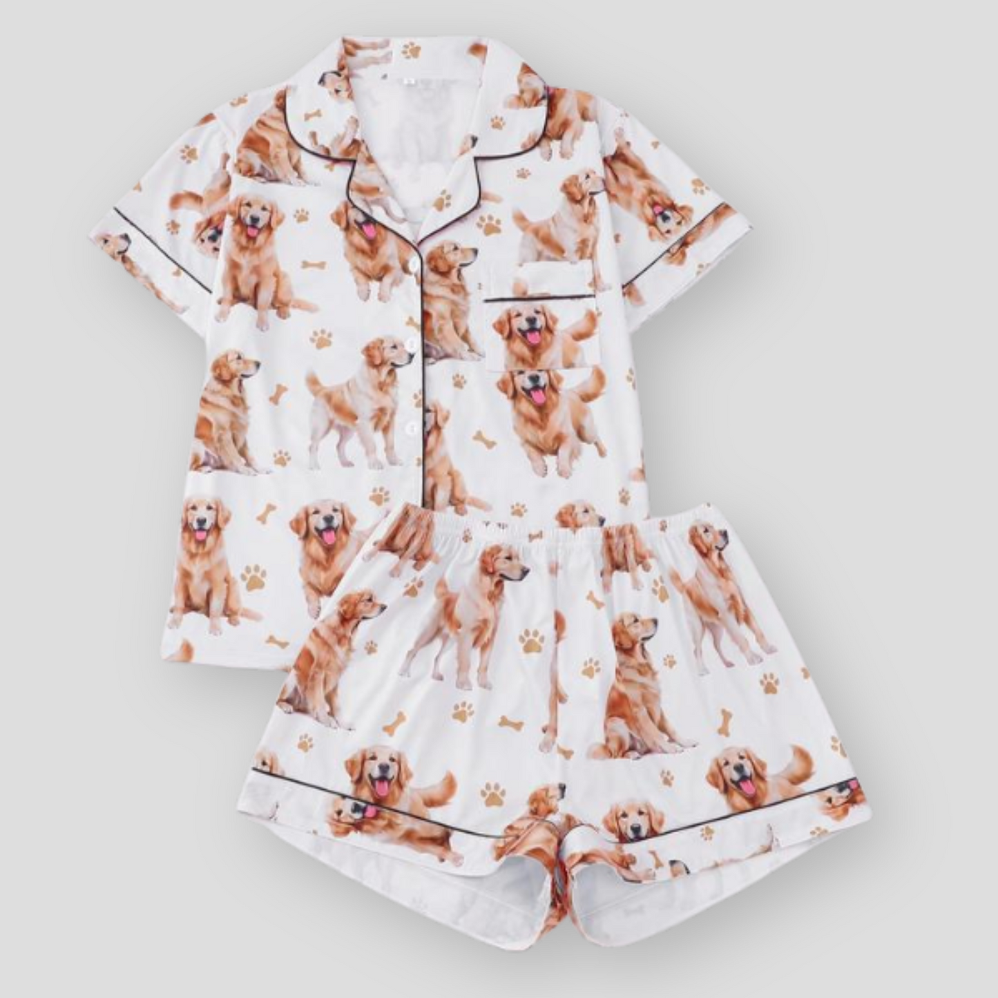 Ceylan Women’s Pajama Set with Golden Retriever Print