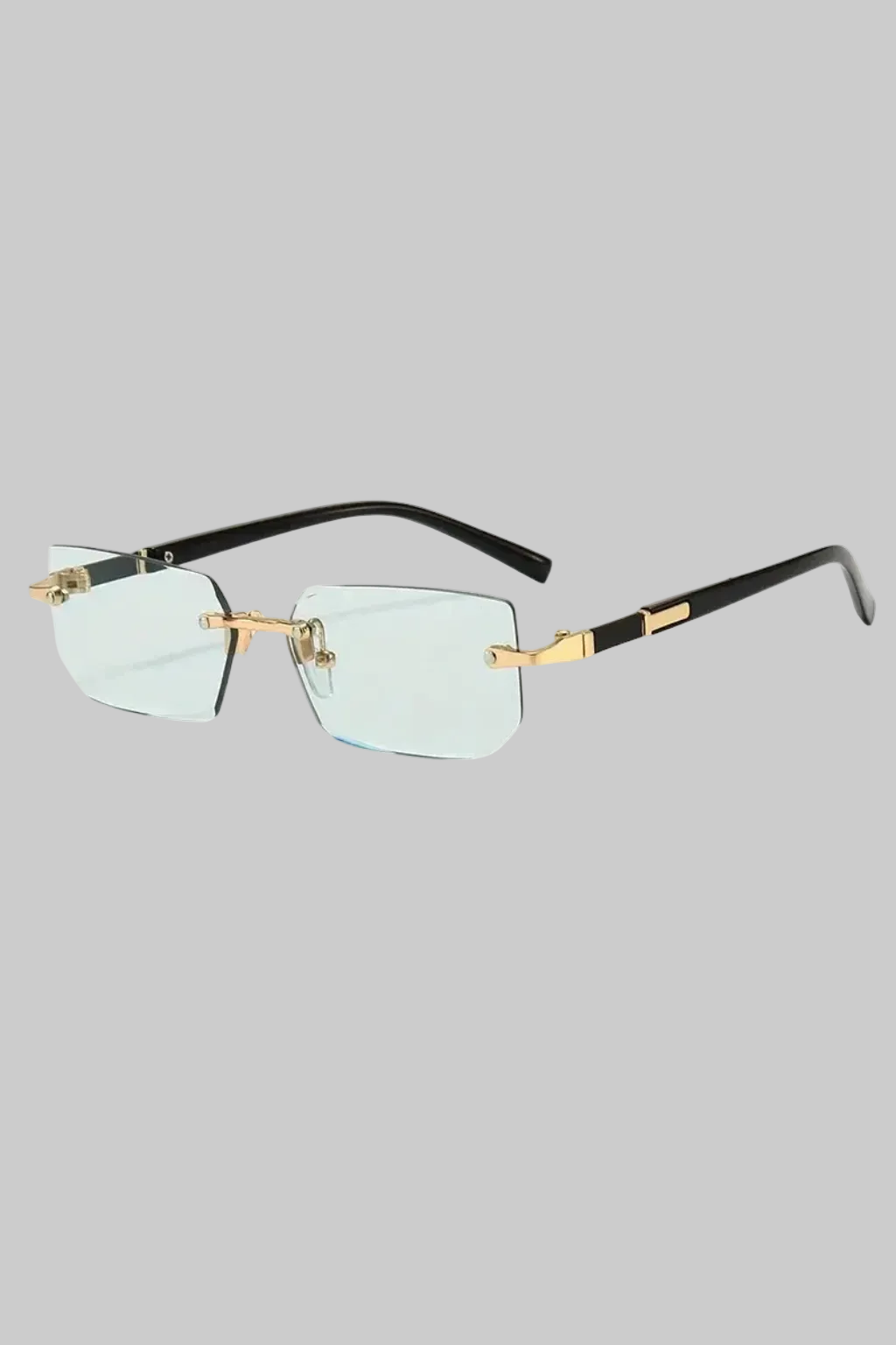 Women’s Sunglasses with Rimless Rectangle Lenses and Gold Hardware