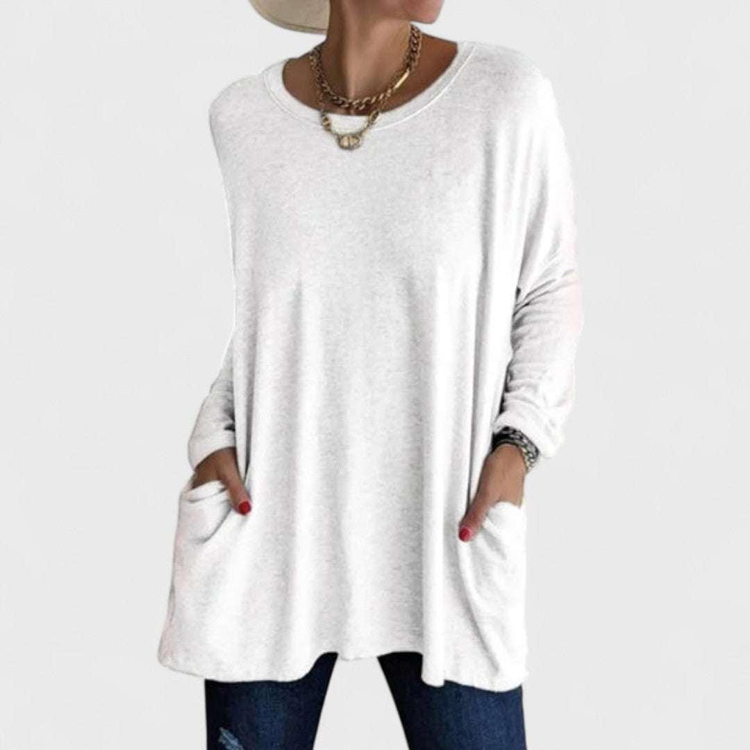 Women's Oversized V-Neck Tunic With Side Pockets