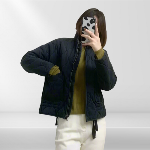 Women's Quilted Jacket with Drawstring Waist