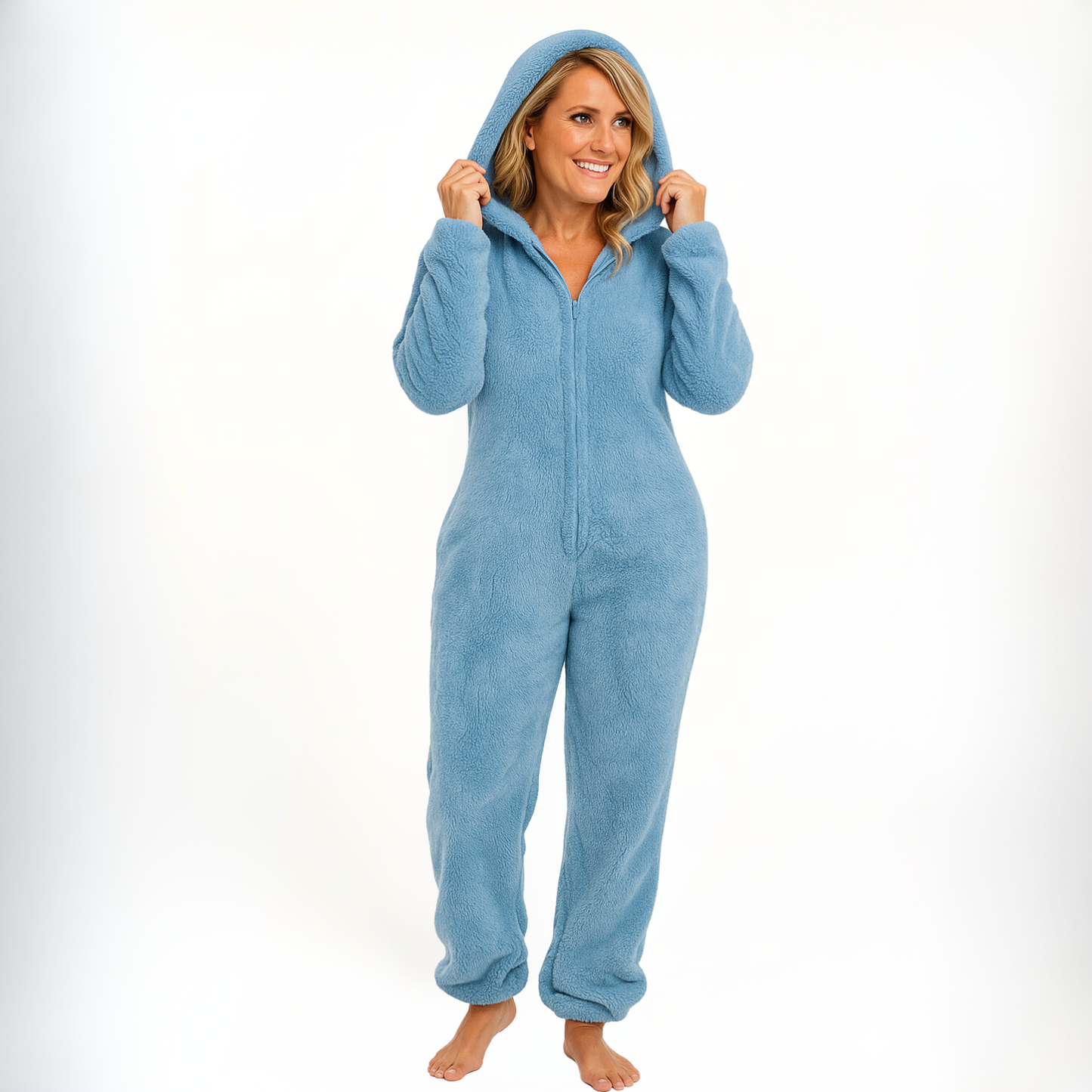 Ceylan Women’s Fleece Onesie Pajamas Hooded Full-Zip Jumpsuit