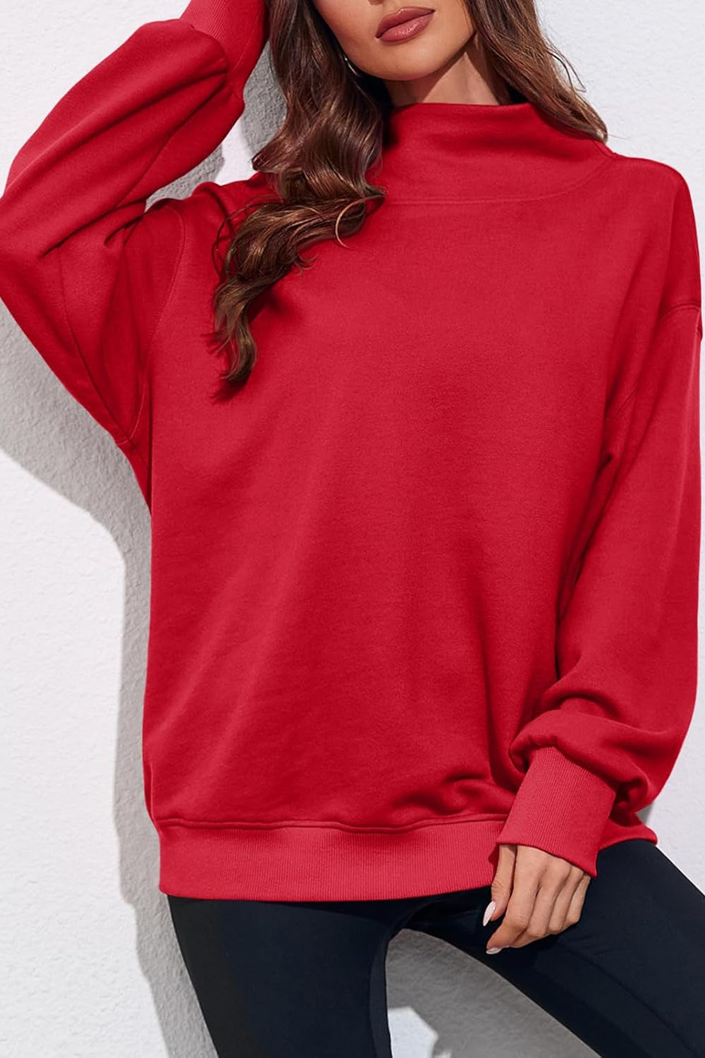 Women’s Oversized Turtleneck Sweatshirt with Drop Shoulder Fit