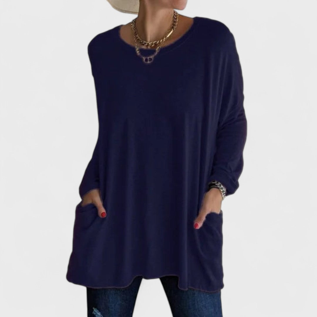 Women's Oversized V-Neck Tunic With Side Pockets