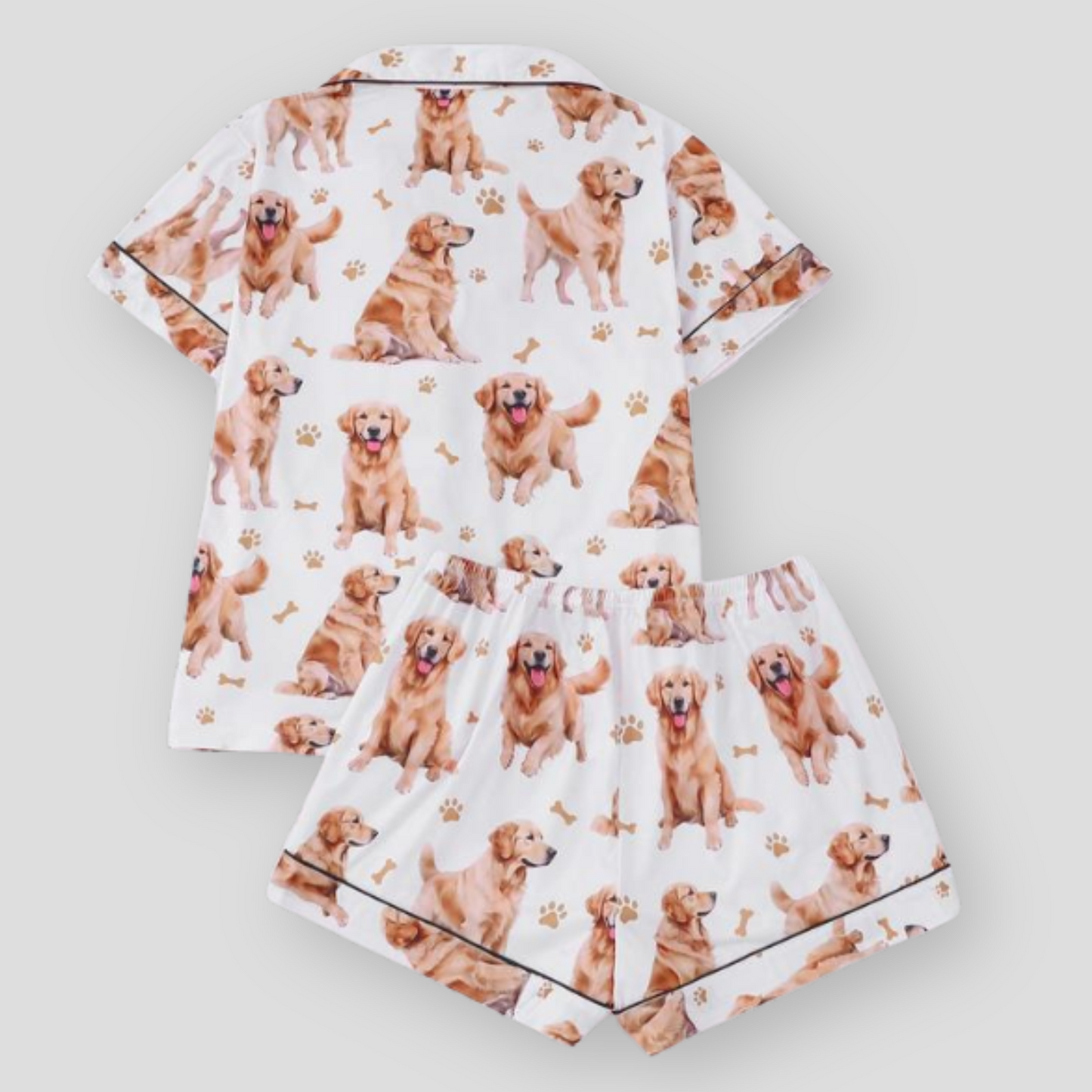 Ceylan Women’s Pajama Set with Golden Retriever Print