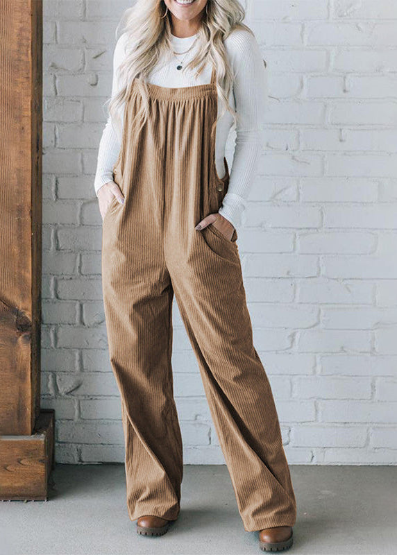Ceylan Women’s Corduroy Overalls with Relaxed Wide Leg