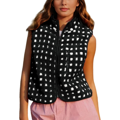Ceylan® Checkered Sherpa Fleece Vest