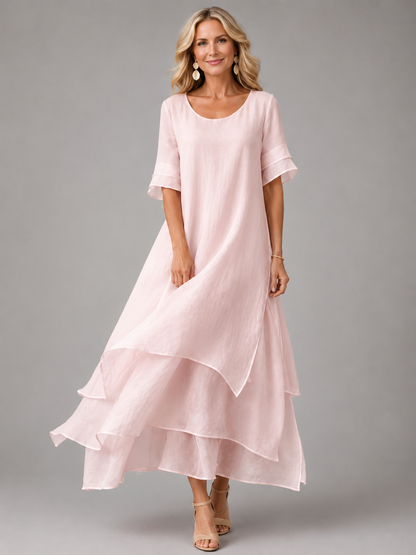Women's Flowy Tiered Maxi Dress with Relaxed Fit for Tummy Coverage