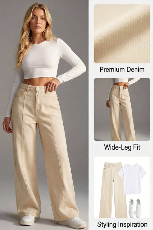 Ceylan Women's Wide Leg Denim Jeans High Waist Relaxed Fit