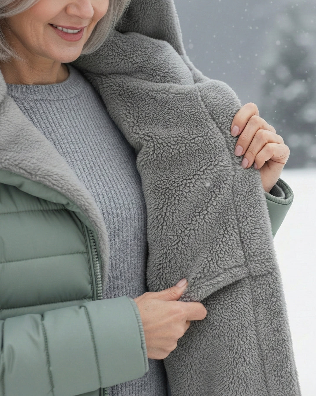 Women's Long Puffer Coat With Fleece-Lined Hood