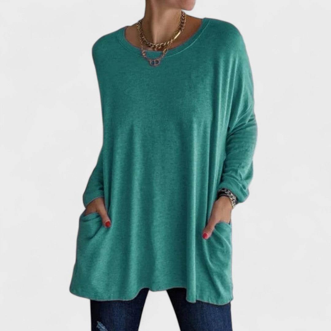 Women's Oversized V-Neck Tunic With Side Pockets