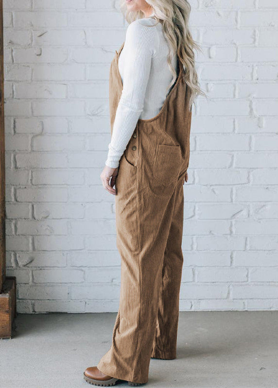 Ceylan Women’s Corduroy Overalls with Relaxed Wide Leg