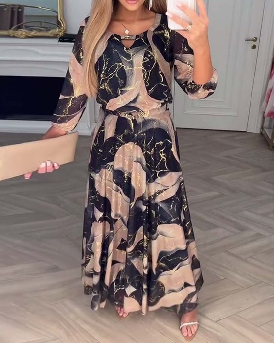 Women’s Chavelle Abstract Print Maxi Wrap Dress with Belt