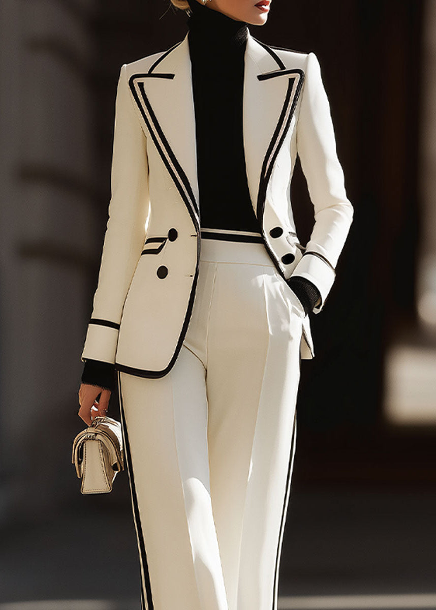 Ceylan Women’s Double Breasted Suit Set with Contrast Trim