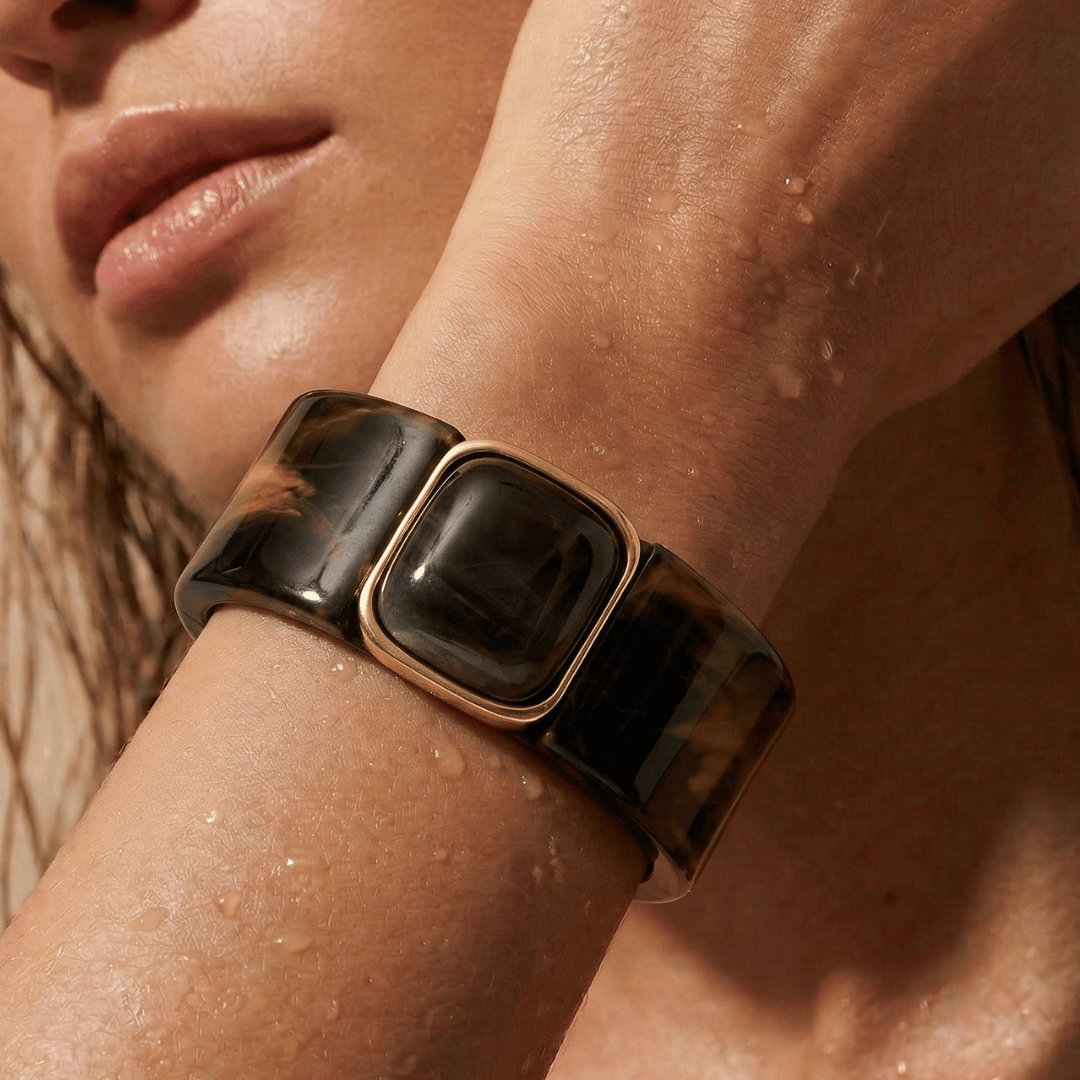 Women's Lucite Bangle Bracelet with Stone Detailing