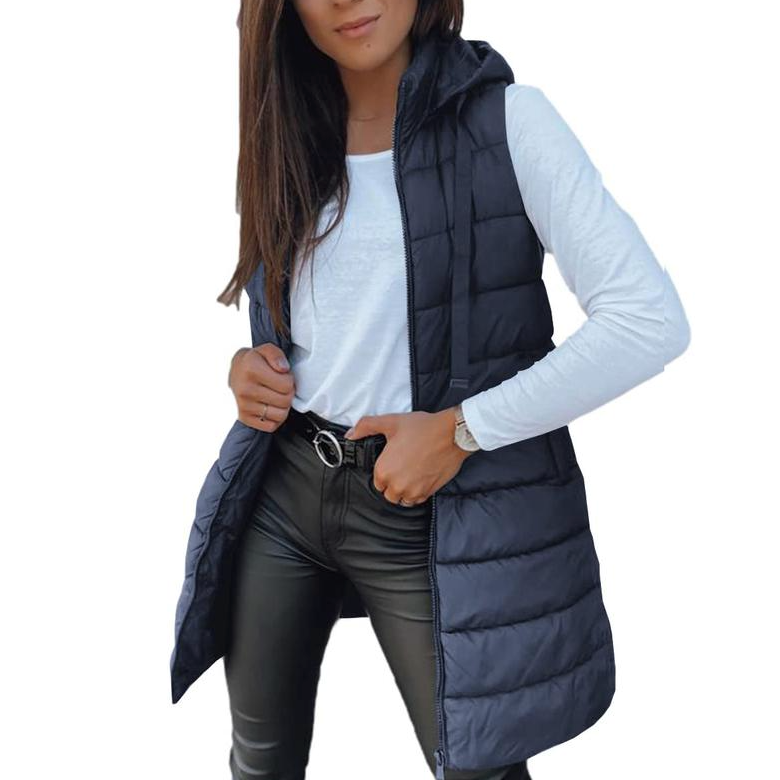 Ceylan Women’s Long Puffer Vest Hooded Sleeveless Quilted Gilet